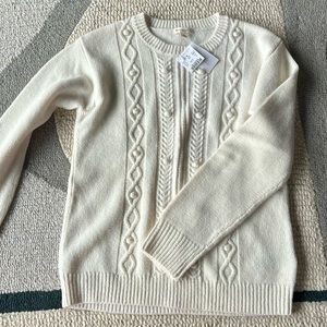 New with tags white cable, knit J.Crew crew cuts girls sweater size 14